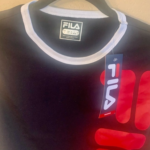 FILA Muscle Top Large (Girls /Unisex) FILA Logo Black Red 100% Cotton Tank - Picture 9 of 14